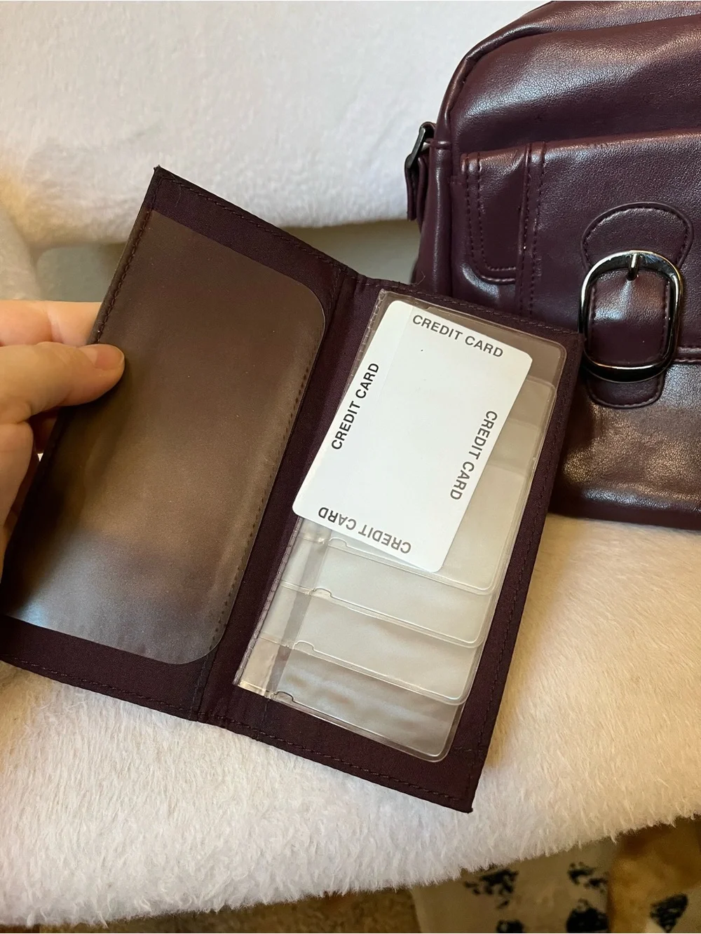 ✨ Plum Mini Crossbody Bag + Matching Travel Card Organizer Set